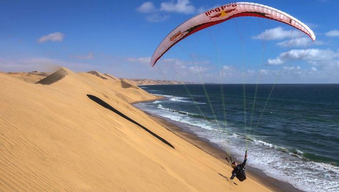 Paragliding Over Sand Dunes in Namibia